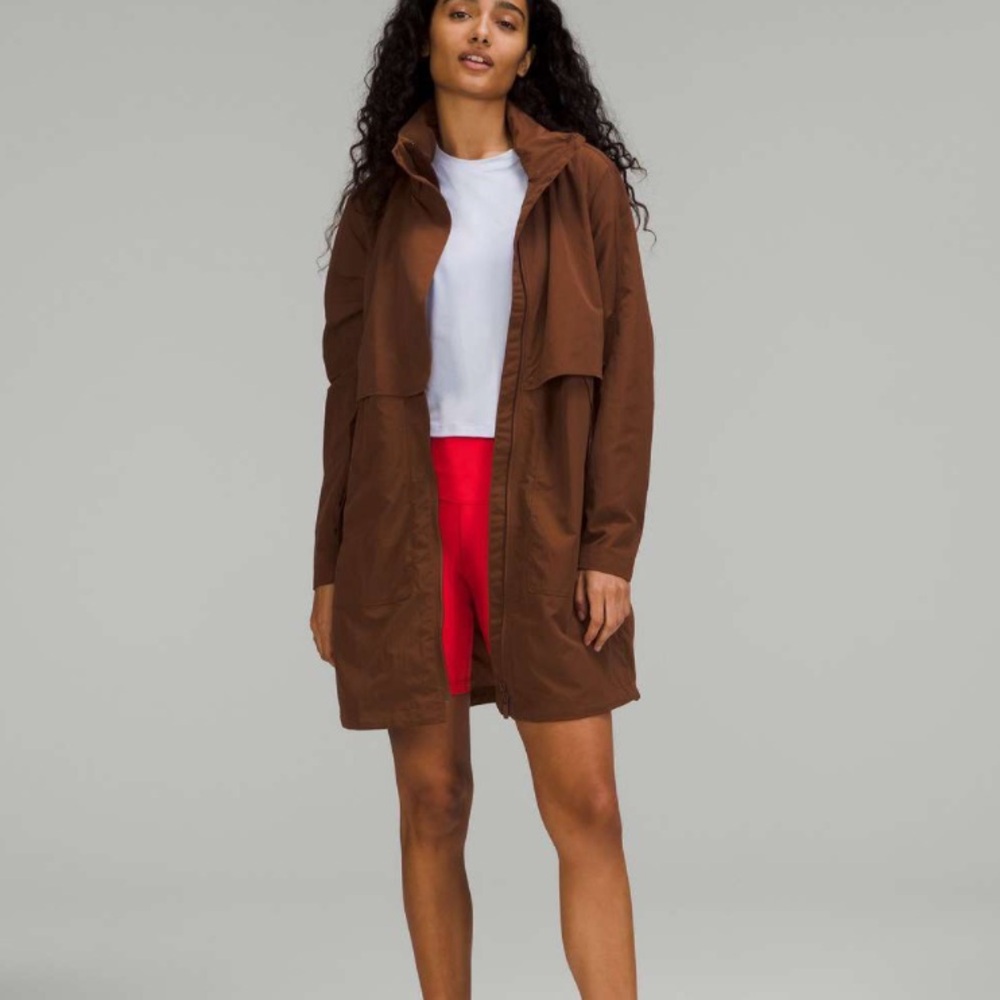 Lululemon Always Effortless Long Jacket Roasted Brown Hooded Size 4